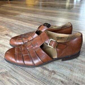 Nordstrom Men’s Fisherman Shoes Sandals Leather Made In Spain Size 11 Brown Gold